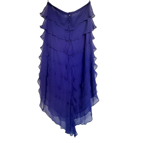 Shawn Ray Fons Tiered Chiffon Silk Strapless Cocktail Dress Size 8 Blue NWT $880 - Picture 3 of 10